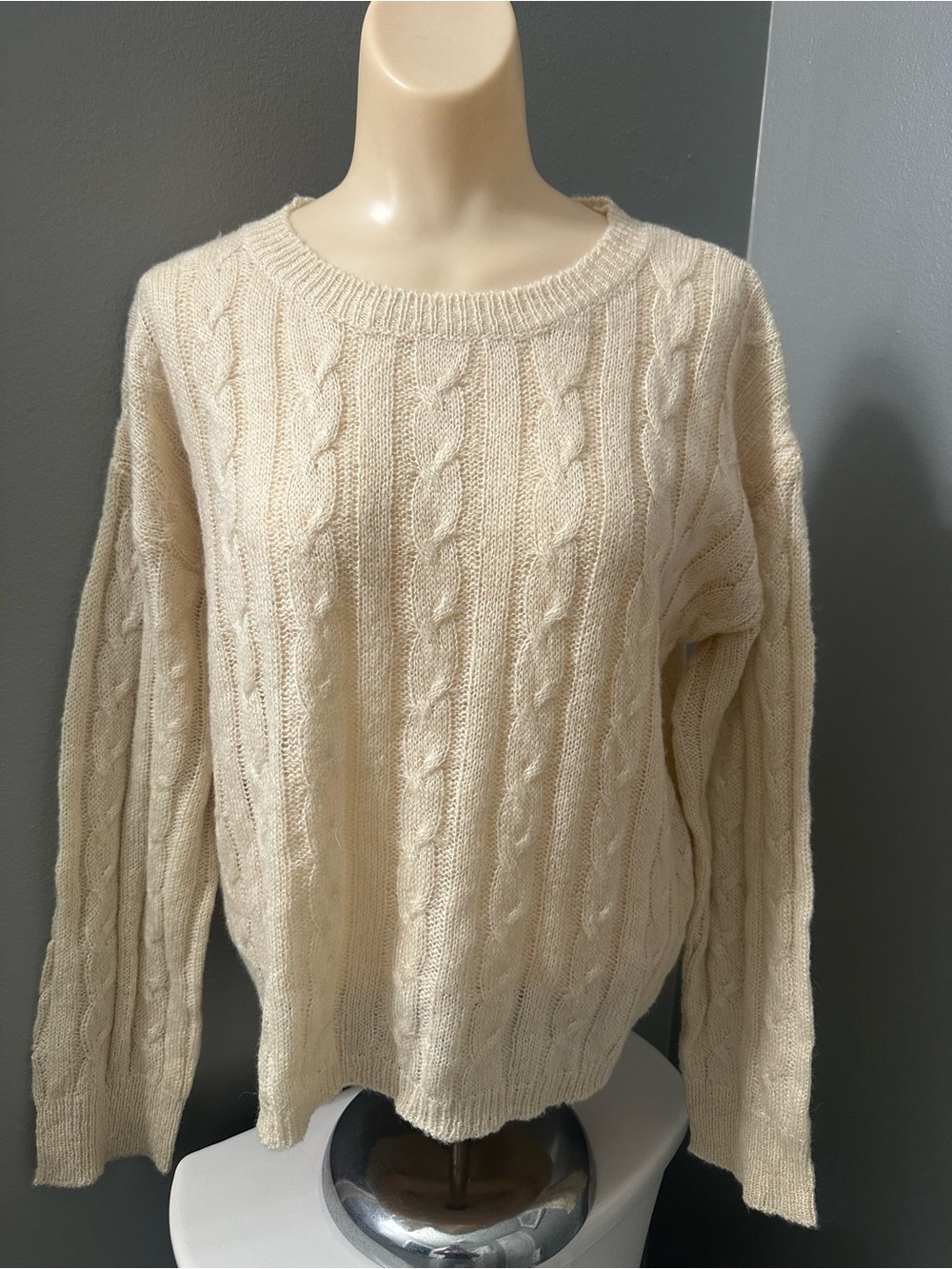 Cozy Cable Crewneck Sweater in Cream